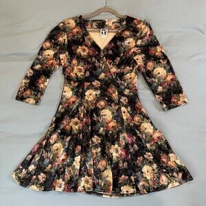 Vintage Zanoni by Jalate Floral Dress Small Velvet Cottagecore Whimsy Small